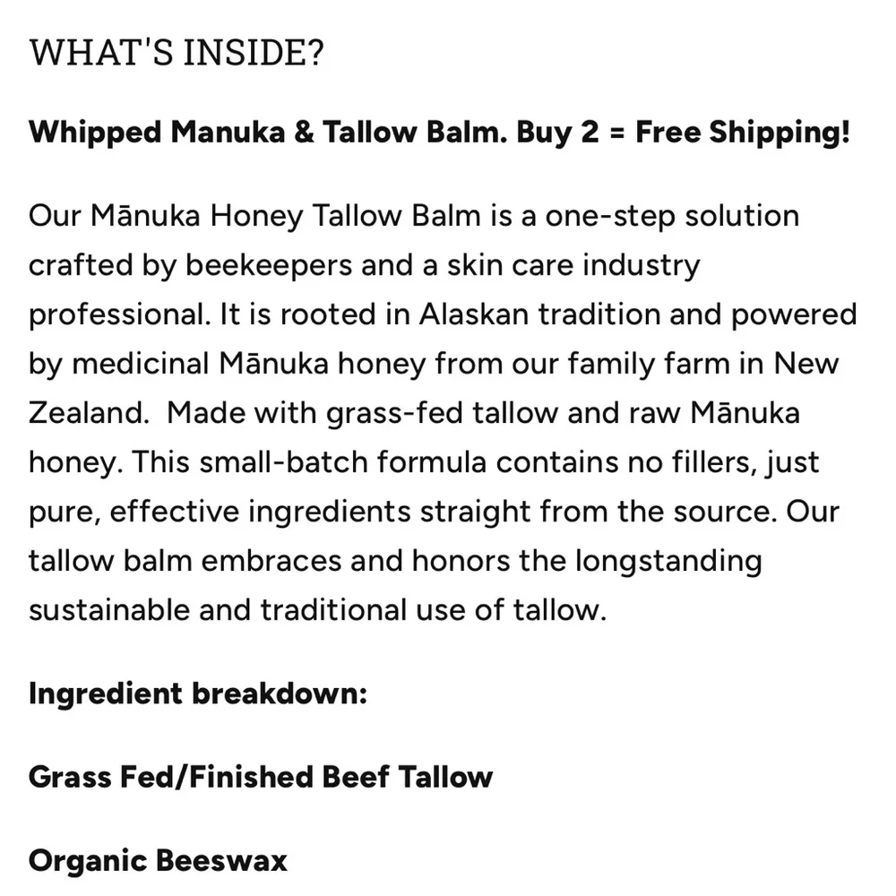 Stoked Beekeeping Manuka Honey Tallow Balm VANILLA ROSE NEW